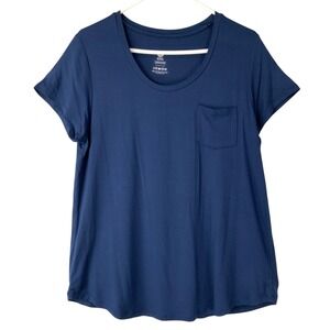 Kindred Bravely Navy Blue T-Shirt Large Pullover Scoop Neck Short Sleeve Pocket